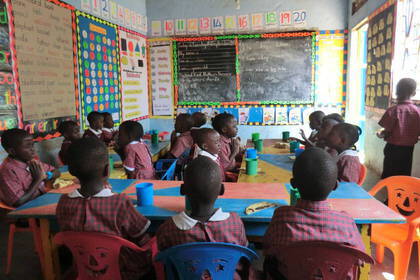 Teaching in elementary school in Uganda
