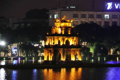 Pagoda in Hanoi at night