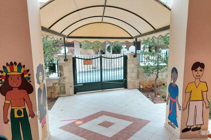 Entrance gate in the kindergarten in Crete