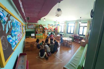 Children play in kindergarten