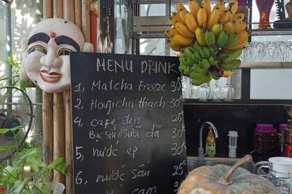 Food and drink menu at the homestay