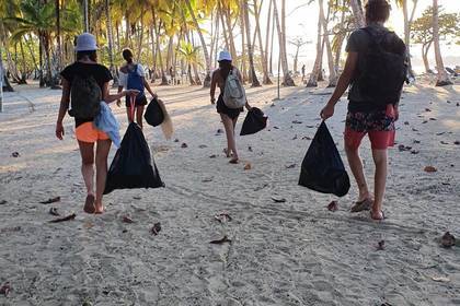 Beach clean up in the Caribbean