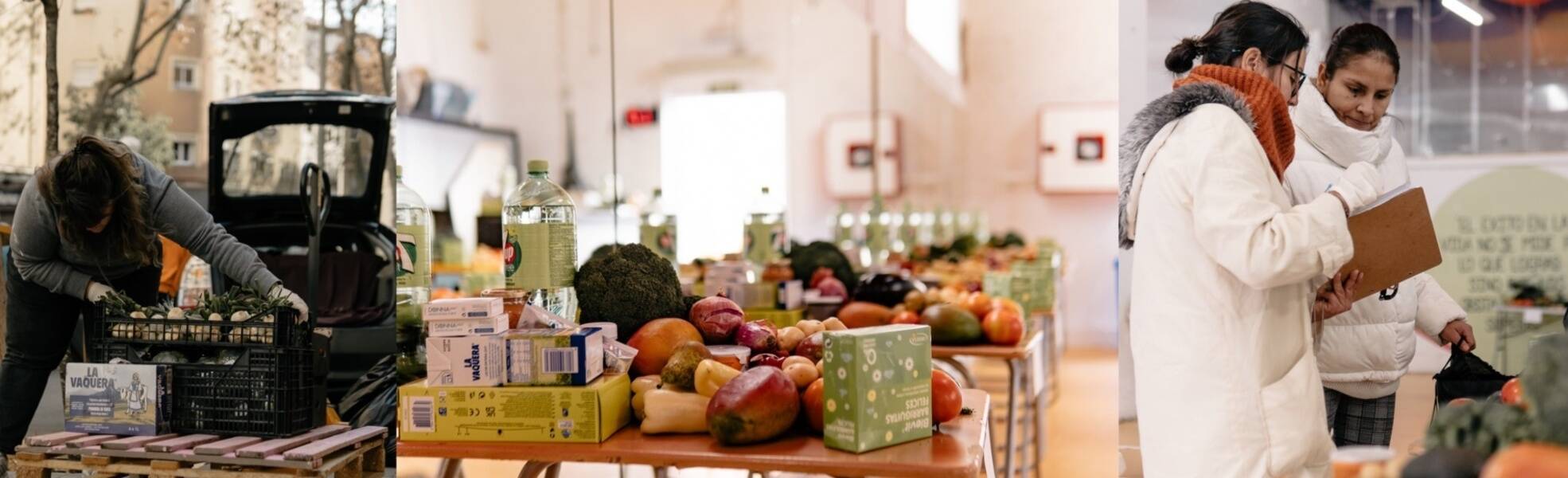 Bilder von der Anlieferung der Lebensmittel sowie Kontrolle der Lebensmittel  