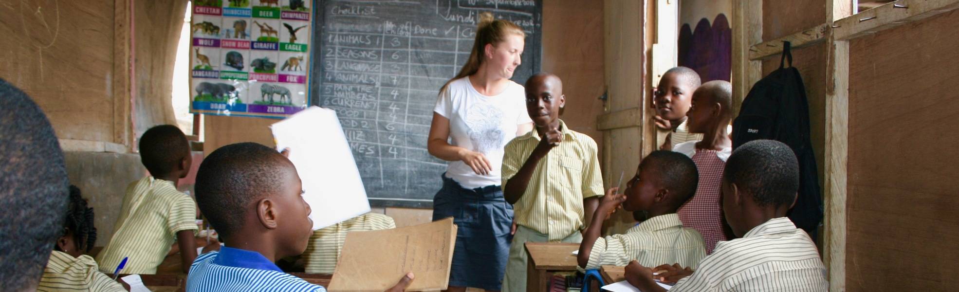 Children teach at a primary school in Ghana